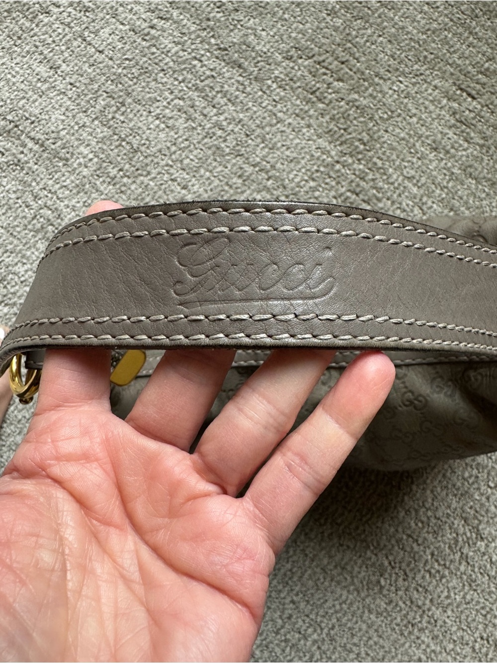 Gucci Taupe Leather Shoulder Bag Strap
